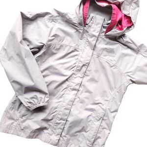 The North Face Hooded Rain Jacket Girls Sz M 10/12 Gray Nylon Full Zip Dry Vent